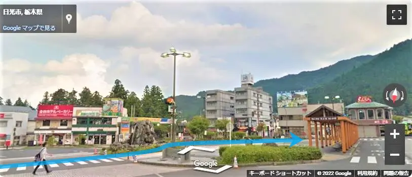 「東武日光」駅から中禅寺湖にアクセスするバス停「2A」