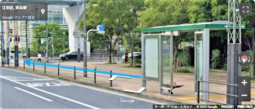 豊洲PIT バス停「新豊洲駅前」東京方面から